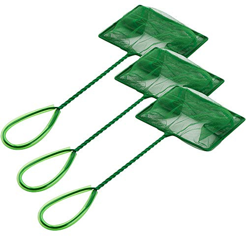 3 Pack Fish Net Aquarium Fine Fishing Mesh with Plastic Handle, 6-Inch