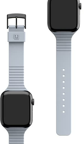 U by UAG [U] Aurora Silikon Armband für Apple Watch 45mm / 44mm / 42mm [Watch SE, Series 7 / Series 6 / Series 5 / Series 4 / Series 3 / Series 2 / Series 1, Weiches Silikon, Edelstahl] soft blau
