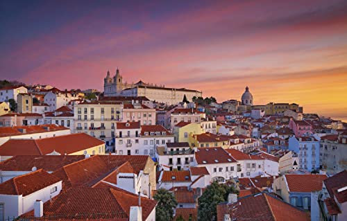 LHJOYSP lernspielzeug 3D Puzzle 1000 Teile Stadtdächer im Morgengrauen Lissabon, Portugal 75x50cm