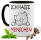 Lustige Tasse mit Spruch |ICH HASSE MENSCHEN | Katze| Kakao- Kaffee- Tee- Fototasse| Geschenke für männer frauen | Keramik Tasse |Spülmaschinenfest (Schwarz)