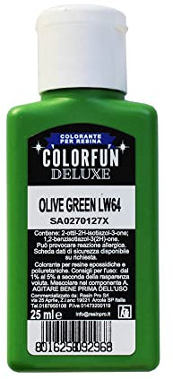 Resin Pro 25 ml Color Fun Colorant Liquide Vert Olive, Pigment Liquide Colorant pour résine époxy transparente, idéale pour les arts, les loisirs et le bricolage