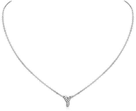 ChicSilver Y Buchstabekette aus 925er Sterling Silber Kette mit Buchstabe Y Anhänger Namenskette Partnerkette mit Zirkonia für Damen und Frauen