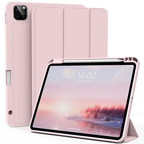 ZOYU Hülle für iPad Pro 11 Zoll 4. / 3. / 2. Generation 2022/2021/2020 mit Stifthalter, Weiche TPU-Rückseite, Schlanke Stoßfeste Schutzhülle für iPad Pro 11 Zoll, Auto Wachen/Schlafen, Rosa