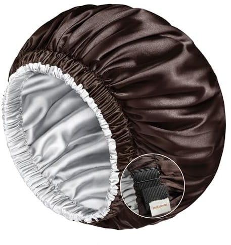 Mikimini Large Satin Bonnet for Sleeping, Night Hair Caps with Wide Elastic Band for Curly Hair Braids, Men and Women