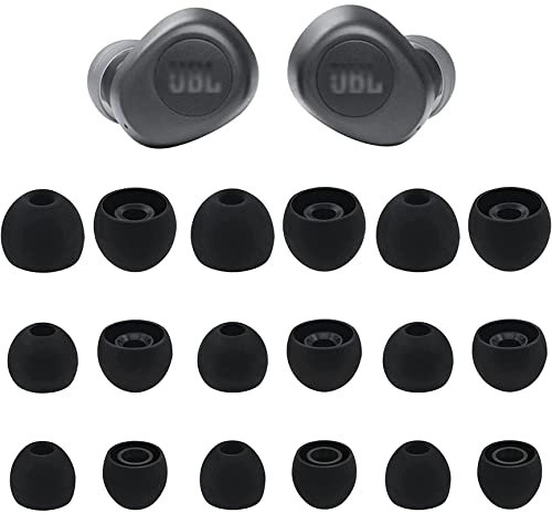 Rqker Ear Tips Compatible with JBL Vibe 100TWS Earbuds, 9 Pairs S/M/L Sizes Soft Silicone Ear Tips Earbud Tips Eartips Earbuds Replacement Tips Compatible with JBL Vibe 100TWS, Black 18