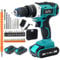 Cordless Combi Drill Kit,20V Impact Driver 29Pc,Drills Driver with 2 * 2000mAh Lithium Ion Battery, Screwdriver Set 25+3 Clutch,Hammer Drillfor Drilling and Screw Driving