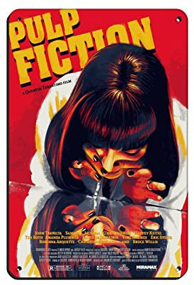 FUKITT Pulp Fiction Film-Poster, Leinwand-Poster (2) Blechschild, Vintage-Metall, Pub, Club, Café, Bar, Zuhause, Wandkunst, Dekoration, Poster, Retro, 20 x 30 cm