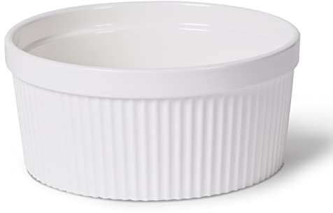 64 oz Ramekins 1 pcs Porcelain Ramekins Dishes for Souffle,Creme Brulee, Pudding, Custard Cups,Bakeware Bowls Set for Baking,Oven Safe, White (8 inch)