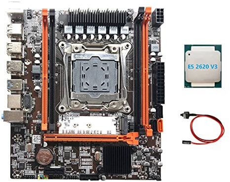 Lodokdre Placa base X99H LGA2011-3 compatible con placa base Xeon E5 2678 2666 V3 Series CPU con CPU E5 2620 V3 + cable de interruptor