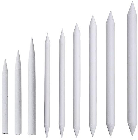 Lot de 9 Estompeur Dessin, Estompe en Papier Dessin, Stylos Mélangeurs, Materiel Dessin pour Sketch Crayon Dessin pour Artistes Étudiants, Blanc