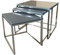 ASPECT Murano Set mit 3 Nisttischen, glänzende Holzplatten (grau)