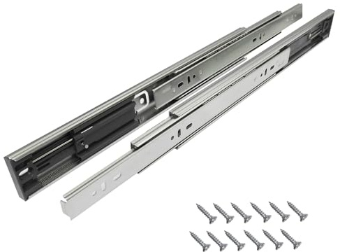 1 Paar Vollauszug Schubladen mit Selbsteinzug & Dämpfung (Softclose) Teleskopschiene Schubladenauszug Kugelauszug Schubladenführungen belastbar bis 45 kg, 350mm