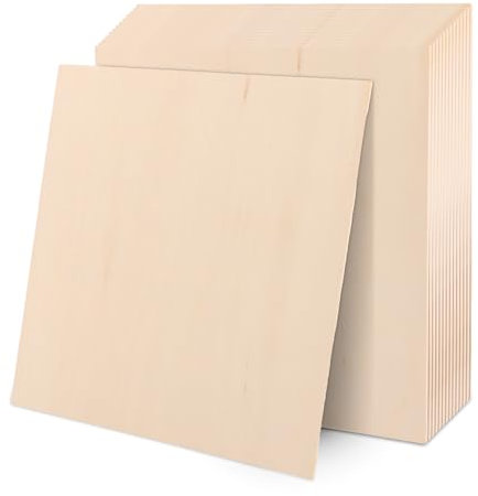 SHUESS Lot de 15 contreplaqué de 3 mm, 200 x 200 mm, panneaux de bois pour travaux manuels, bois de tilleul non traité, panneau de particules pour travaux manuels