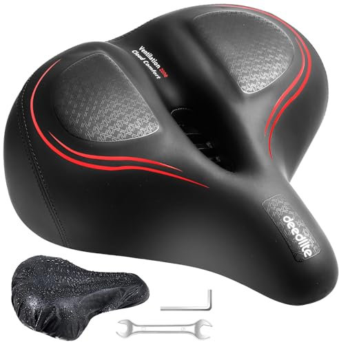 Fahrradsattel Cloud Comfort Pro Max Sattel - Endlich Schmerzfrei Radfahren Bequem Weich Memory Schaum Radsattel Mit Rotem Warnstreifen Cityradsättel Mountainbikesättel mit Federung