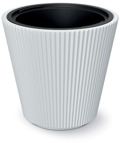 Tymar Macetero con Inserto, macetero de plástico, macetero, macetero Grande (DBMIV Blanc,ø 40 cm)