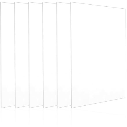 Rebanky 6 Pcs Clear Acrylic Sheet A4 Perspex Sheet 0.7mm Acrylic Board Thin Transparent Perspex sheets Cut to Size Plexiglass sheet for Picture Frame Glass Replacement,Sign,Painting (8.27x11.69 inch)