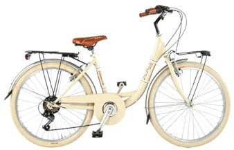 Via Veneto the Original - Mädchenfahrrad Giuly Lady 24 Zoll (61 cm), 6-Gang-Schaltung, Retro-/Vintage-Fahrrad, hergestellt in Italien, Größe 38, Cappuccino Beige | VV524L