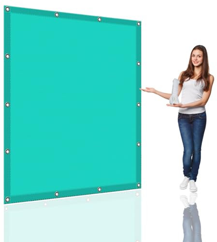 Segeltuch mit ösen 2.5 x 2.7 m Wasserdicht Balkon Sichtschutz Reißfest UV-Schutz nach Mass Polyestergewebe Mit Seil Sonnenschutz Markise für Pool und glasdach, Himmelblau