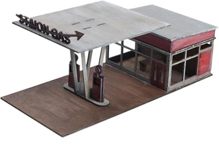 MagiDeal Kits de Construction de Station-Service à échelle 1/64 1/72, Puzzle 3D de Paysage éducatif pour décoration de modèle d'architecture de Table de Sable