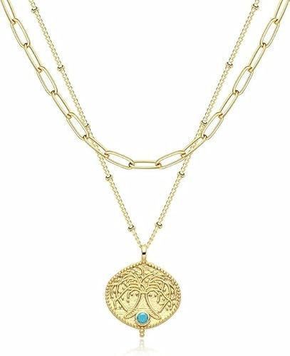 Jenosy Collana Stratificata Da Donna Albero Della Vita Collana Personalizzata Collana Delicata Per Donne Con Pendente Albero Della Vita Collana Dorata Ipoallergenica Gioielli Moda Per Donne E Ragazze