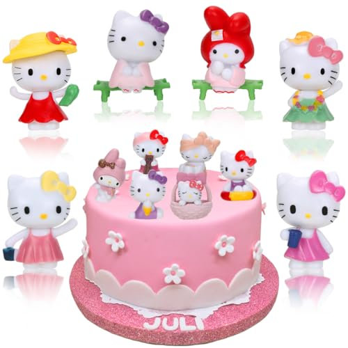 Katze Cake Topper Mini Figuren Set, 12 Stück Tortendeko Für Katze Cake Topper, Tortendeko, Kuchen Dekoration Puppen Ornamente