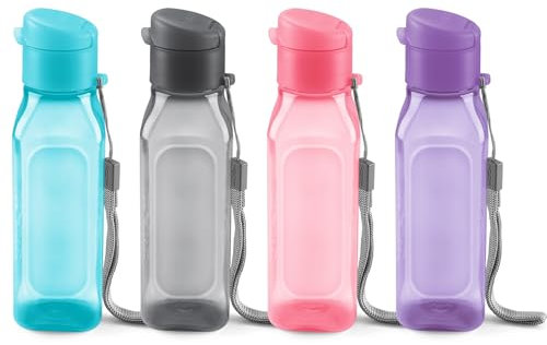 MILTON Trinkflasche Kinder Wiederverwendbare Wasserflasche 300 ml Trinkflasche aus Kunststoff BPA-frei Trinkflasche Kinder Auslaufsicher mit Trageriemen für Radfahren Camping Wandern Fitness Yoga