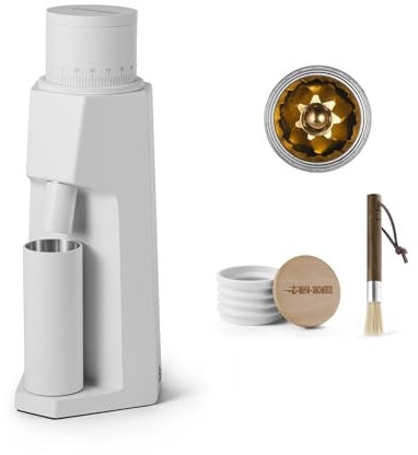 MHW-3BOMBER Sniper Coffee Grinder Conical Burr Coffee Bean Grinder Electric Espresso Grinder Coffee Grinder Upgraded Titanium Coating Gold Burr White Model: G6155W-OS