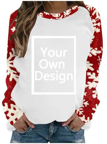 Printed T Shirts Personalised Christmas Prints Long Sleeve Tops Printed T Shirts Customise T Shirt Make Your Own T Shirt With Your Own Photo White