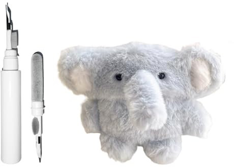 CaseGame Plüschhülle kompatibel mit AirPods 4 mit aktiver Geräuschunterdrückung mit Reinigungsset, 3D Cute Cartoon Kawaii Pelz Elefant Pelzhülle für Damen Herren