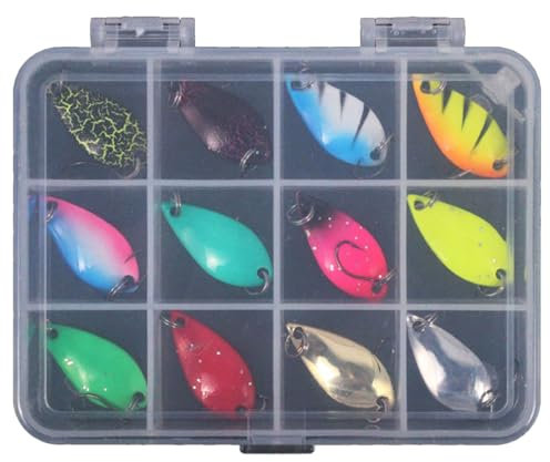 MLWSKERTY 12Pcs Fishing Spoons Lures Triple Hook Set Spoons Hard Fishing Lures Metal Fishing Lures Fishing Sequins Lures Baits