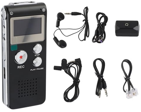HUIOP Enregistreur vocal numérique avec microphone, lecteur de chant, portable, pour les cours, les réunions, les entretiens
