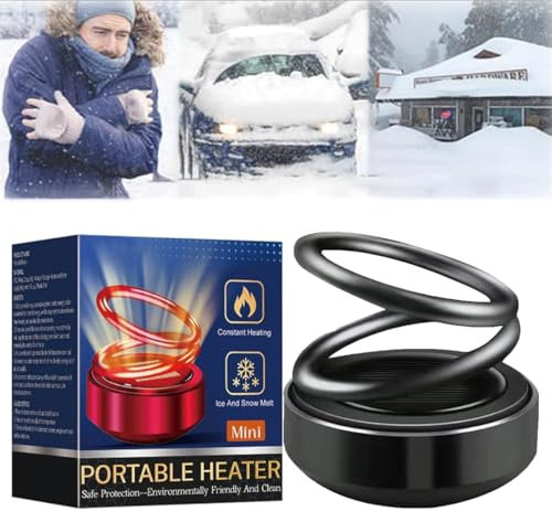 Portable Dynamic Molecular Heater,Heated Glass Fan Defroster Mini Car Heater,Solar Anti-Icing Tool Kinetic Heating Portable Kinetic Molecular Car Defroster For Car Living Ro (Black)