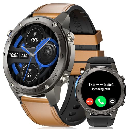 ESFOE 2025 Militar Reloj Inteligente Hombre GPS,1.43 AMOLED Smartwatch Hombre con 5ATM&IP69K Impermeable,45 Días Larga Batería,Altitude y Brújula,170+Deporte Modos Smartwatch con Llamadas Bluetooth