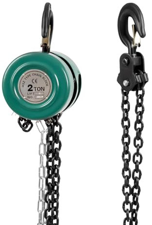 HarBin-Star Polipasto de cadena con capacidad de carga de 2000 kg y altura de elevación de 3 m, polea, cadena de acero resistente, cuerda con gancho giratorio 360°, polipasto manual para bosques y