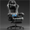 HLFURNIEU Silla Gaming con Masajeador, Silla Gamer Ergonómica con Cojín Lumbar Masajeador y Reposapiés, Sillón Gamer Altura Ajustable, Cadeira Gaming Negro y Gris