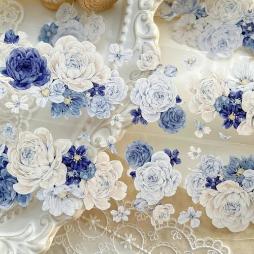 RICHTAPES YiEr Vol10 Frost Island Flower,Floral Clear PET Tape Stickers,Original Design,for Scrapbook Supplies,Scrapbook Tape Stickers,Junk Journal Supplies