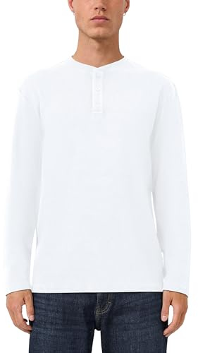 QS Gewaschenes Henley-Langarmshirt mit Rippstruktur