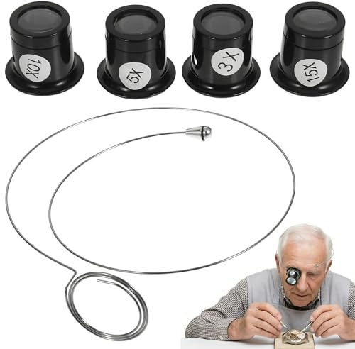 DOITOOL 4 Pcs Jewelers Loupe 3X 5X 10X 15X Hands-Free Watchmaker Loupe