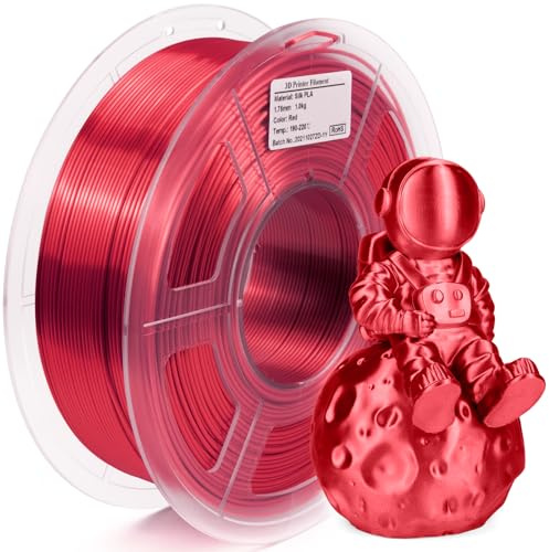 Isanmate Silk PLA Filament Shiny Mental-Like 3d Drucker Filament 1.75MM 1 kg 3D Printer Filament Dimensional Accuracy +/-0.02 mm,Red
