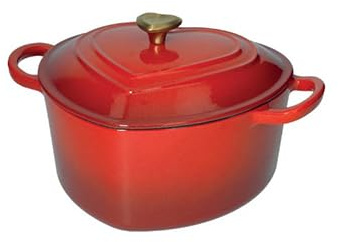 Brandani Casserole cocotte coeur rouge paillettes en fonte émaillée 4 l Ø 23 x 23,5 x h 11,5 cm