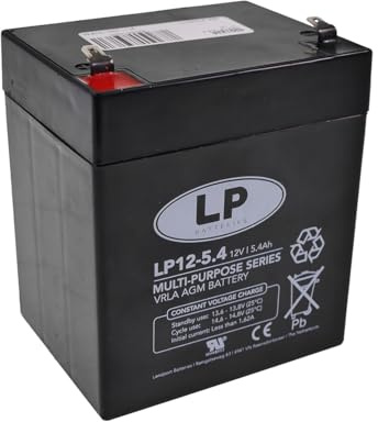 LP Batteries 12V 5.4Ah Sealed Lead Acid Battery – AGM Technology – Suitable for Small UPS Systems Applications, Reliable & Maintenance-Free (T1 Terminals)