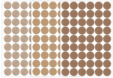 162 Pcs Self-Adhesive Screw Hole Covers, Wood Grain Decorative Stickers Wall Hole Covers, Screw Cover Stickers for Conceal Screws on Furniture Cabinet Table Wall Bookcase Wardrobe Shelf