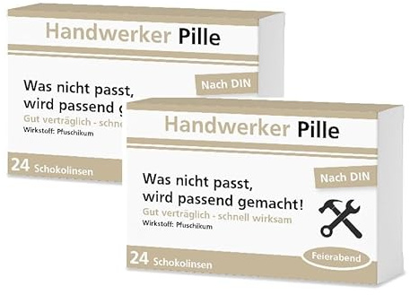 Lustige Pillen Handwerker Pille 2er Set, als witziges Geschenk. Spaß, gute Laune, Bester Bauarbeiter der Welt Dankeschön