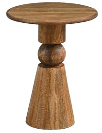 FineBuy Beistelltisch Mango Massivholz Braun 35cm - Design Anstelltisch Holz - Runder Wohnzimmertisch Massiv - Loungetisch Couchtisch Natur Handmade