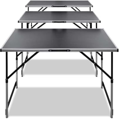 ZXQVLMRS Tapeziertisch Set 3-teilig, Klappbar & Höhenverstellbar, 100x60 cm Multifunktionstisch für Tapezieren, Basteln & Heimwerken, Schwarz, Stabil aus Aluminium & Eisen