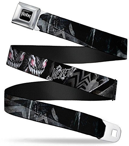 Buckle-Down Unisex-Erwachsene Marvel Universe Full Color Black/White Seatbelt Belt-Venom Expression Close-UP Repeat X-Large Webbing Grtel, Mehrfarbig, 4 cm Breit-81/132 cm Länge