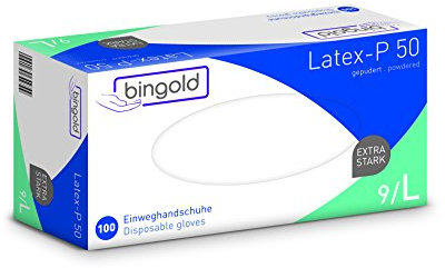 Einweghandschuhe Latex-P 50 weiß, gepudert, Größe L, 100-er Pack