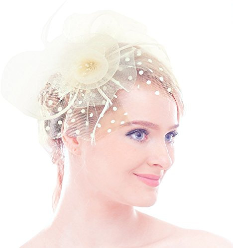 Damen Braut Feder Fascinator, Patei Blumen Kopfschmuck, Garn Braut Haarschmuck, Hochzeit Haar Clip Hut Stirnband, Haarclip Hairpin Haarband für Party Kirche Hochzeit
