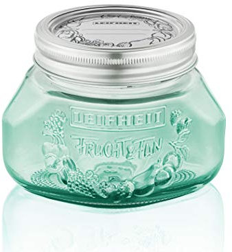 Leifheit Einmachglas 3er Set 0,5 L Jungle Green, Weckglas mit Deckel ideal für Eingemachtes und Selbstgemachtes, dekoratives Vorratsglas, spülmaschinengeeignet, Marmeladenglas, Einkochglas, rund, grün