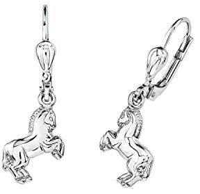 Amor Ohrhänger für Mädchen aus 925er Sterling Silber in Form eines Pferdes, 2,6 cm, Silber, Pferd, Kommt in Schmuck Geschenk Box, 2021278